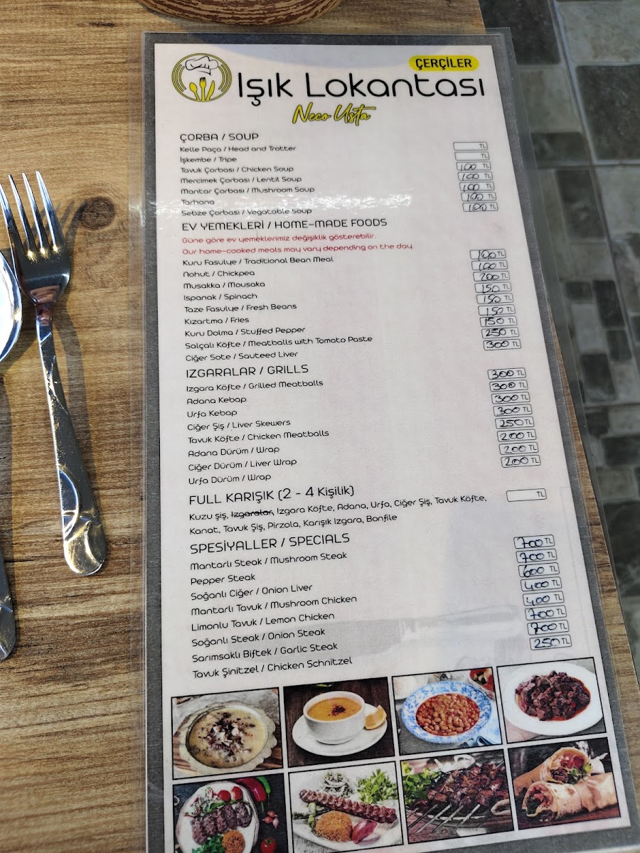Menu Işık Lokantası Çerçiler-6